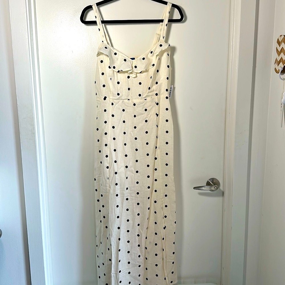 NWT Old Navy Fit & Flare Linen-Blend Ruffle-Trimmed Maxi Cami Dress (Size L)